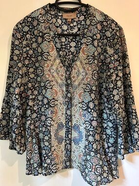 Rachel Black Multi Paisley V-Neck Tunic